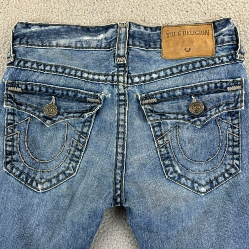 True Religion Ricky Jean Mens 29 Flap Super T Relaxed Distressed (meas 31x35)